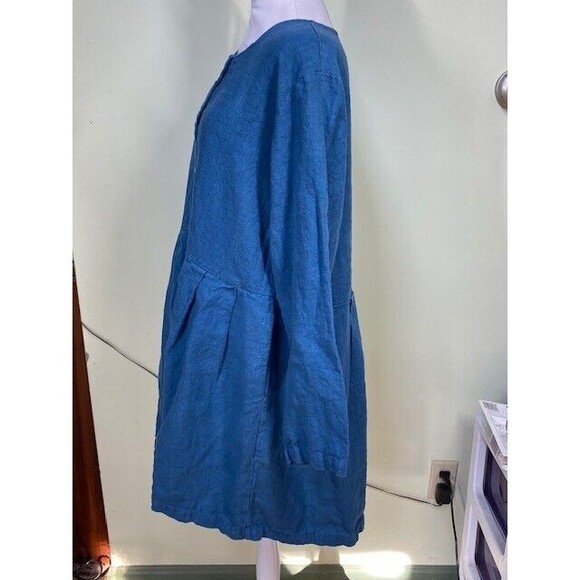 Bryn Walker Sz M Blue Linen Tunic Dress Minimalistic Coastal Bohemian Oversized - Picture 5 of 11